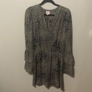 Silk Parker Dress with Bell Sleeves